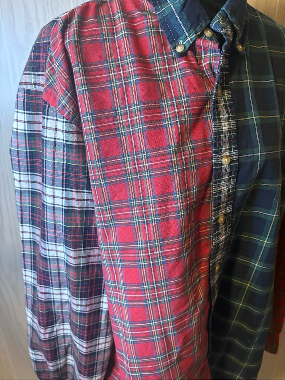 Men’s 2X Ralph Lauren Plaid Colorblock Long Sleeve Button Down Short - Picture 6 of 11